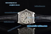 Rolex Sky-Dweller Asia 2813 Automatic Stainless Steel Case with Black Leather Strap and White Dial Numeral Markers