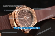 Hublot Big Bang Tutti Japanese Miyota Quartz Rose Gold Case with Brown Dial Stick Markers and Brown Rubber Strap