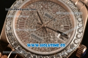 Rolex Datejust Pearlmaster 39MM Asia 2813 Automatic Rose Gold Case/Bracelet with Diamonds Dial and Roman Numeral Markers