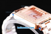 Chopard Happy Sport Swiss ETA Quartz Movement Pink Dial with Diamond Bezel and Rose Gold Square Case-SSStrap