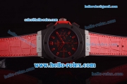 Hublot Big Bang Red Magic Swiss Valjoux 7750 Automatic Movement PVD Case with Black Dial and Red Leather Strap