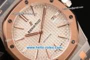 Audemars Piguet Royal Oak Swiss ETA 2824 Automatic Two Tone Case with Stick Markers and White Grid Dial - 1:1 Original