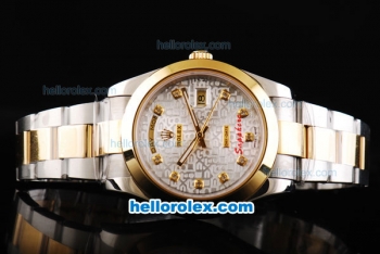 Rolex Day-Date II Oyster Perpetual Automatic Movement Two Tone with Gold Bezel-Silver Dial and Diamond Markers