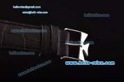 Vacheron Constantin Malte Miyota OS2035 Quartz Steel Case with Black Leather Strap Black Dial Stick Markers