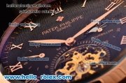 Patek Philippe Grand Complitcations Asia HT1035-Tourbillon Automatic Rose Gold Case with Black Leather Strap Roman Numeral Markers and Black Dial