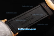 U-BOAT Italo Fontana Quartz Movement Rose Gold Case with White Dial and Rose Gold Numeral Markers-Black Leather Strap