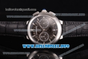 Cartier Rotonde De Chrono Miyota Quartz Steel Case with Black Skeleton Dial and Silver Stick Markers