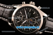 Longines Master Moonphase Chrono Miyota OS10 Quartz with Date Steel Case with Black Dial and White Stick Markers