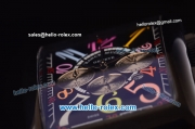 Franck Muller Long Island Chronograph Miyota Quartz Movement PVD Case with Black Dial and Colorful Numeral Markers