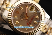 Rolex Datejust Oyster Perpetual Automatic Movement Steel Case with Gold Bezel and Diamond Markers-Lady Model