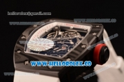 Richard Mille RM 055 Miyota 9015 Automatic Carbon Fiber Case with Skeleton Dial and White Rubber Strap