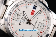Chopard Gran Turismo XL Automatic Movement Silver Case with White Dial and White Numeral&Stick Marker-SS Strap