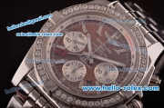 Breitling Chronomat B01 GMT Swiss Valjoux 7750 Automatic Steel Case/Strap with Diamond Bezel and Brown Dial