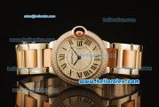 Cartier Ballon Bleu De Swiss ETA Quartz Steel Case with Diamond Bezel and Beige Dial-Rose Gold and Steel Strap