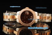 Rolex Datejust Automatic Movement ETA Coating Case with Brown Dial and Diamond Bezel-Rose Gold Roman Numerals