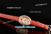 Franck Muller Heart Swiss Quartz Rose Gold Case with Red Leather Strap Diamond Bezel and White Dial - ETA Coating