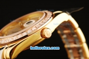 Rolex Day-Date Automatic Gold Case with Diamond Bezel and Diamond Marking-Small Calendar