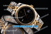 Rolex Day-Date II Asia Automatic Two Tone Case/Bracelet with Black Dial and Roman Numeral Markers