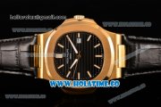 Patek Philippe Nautilus Asia Automatic Yellow Gold Case with Black Dial and White Sitck Markers