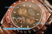 Rolex Daytona II Chronograph Swiss Valjoux 7750 Automatic Movement Brown PVD Case with Black Dial and Brown PVD Strap