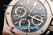 Audemars Piguet Royal Oak Chronograph 41mm Swiss Valjoux 7750 Automatic Steel Case with Blue Dial Stick Markers and Blue Leather Strap (EF)