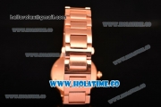 Cartier Rotonde De Miyota Quartz Rose Gold Case/Bracelet with Brown Dial and White Roman Numeral Markers