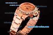 Rolex Daytona Chronograph Swiss Valjoux 7750-SHG Automatic Rose Gold Case with Stick Markers and Rose Gold Strap