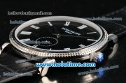 Patek Philippe Calatrava Miyota Quartz Steel Case with Roman Numeral Markers and Black Dial