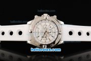 Breitling Chronomat B01 Chronograph Miyota Quartz Movement Steel Case with White Dial-White Rubber Strap