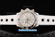 Breitling Chronomat B01 Chronograph Miyota Quartz Movement Steel Case with White Dial-White Rubber Strap