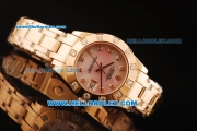 Rolex Datejust Swiss ETA 2836 Automatic Movement Full Rose Gold with Pink Dial and Diamond Markers/Bezel