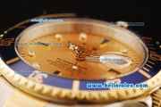 Rolex Submariner Automatic Movement Blue Bezel with Khaki Dial and Diamond Marker-Two Tone Strap