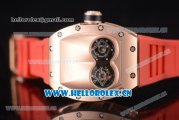 Richard Mille RM053 Miyota 9015 Automatic Rose Gold Case with Skeleton Dial and Red Rubber Strap
