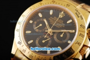 Rolex Daytona Oyster Perpetual Swiss Valjoux 7750 Automatic Movement Full Gold with Black Dial and White Stick Markers