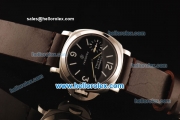 Panerai Luminor Marina Pam 005 Asia 6497 Manual Winding Steel Case with Black Dial and Dark Brown Leather Strap