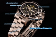 Breitling Superocean Chrono II Swiss Valjoux 7750-SHG Automatic Steel Case PVD Bezel with Steel Strap Black Dial Stick Markers-Yellow Hands 1:1 Original