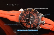 Gaga Milano Chrono 48 Miyota OS20 Quartz PVD Bezel with Black Dial and Orange Numeral Markers - Orange Rubber Strap