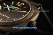 Panerai Luminor Marina Swiss ETA 6497 Manual Winding Movement PVD Case with Black Dial and Yellow Markers-Black Leather Strap