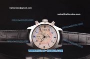 IWC Pilot's Chronograph Miyota Quartz Steel Case with White Dial and Black Leather Strap