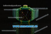 Richard Mille RM027-03 Miyota 9015 Automatic PVD Case with Black Dial and Green Nylon Strap
