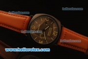 Panerai Radiomir Asia 6497 Manual Winding PVD Case with Brown Dial and Red Leather Strap