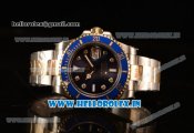 Rolex Submariner Swiss ETA 2836 Automatic Two Tone Case/Bracelet with Blue Dial Diamonds (BP)