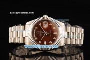 Rolex Day-Date II Automatic Movement Full Steel with Brown Dial and Diamond Markers