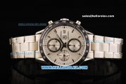 Tag Heuer Carrera Chronograph Swiss Valjoux 7750 Automatic Movement Steel Case with White Dial and Steel Strap