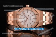 Audemars Piguet Royal Oak 41 MM Clone AP Calibre 3120 Automatic Rose Gold Case/Bracelet with White Dial and Stick Markers - 1:1 Original (JF)