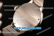 Cartier Rotonde De Miyota Quartz Steel Case/Bracelet with Brown Dial