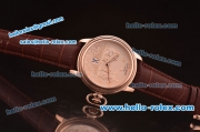 Glashutte Automatic Rose Gold Case with Rose Gold Dial and Brown Leather Strap