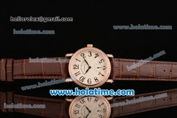 Franck Muller Liberty Miyota Quartz Rose Gold Case with Brown Leather Bracelet Diamond Bezel and Black Arabic Numeral Markers