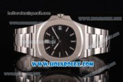 Patek Philippe Nautilus Miyota 9015 Automatic Full Steel with White Stick Markers and Black Dial