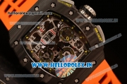 Richard Mille RM11-03 Swiss Valjoux 7750 Automatic Carbon Fiber Case Skeleton Dial With Arabic Numeral Markers Orange Rubber Strap 1:1 Original(KV)